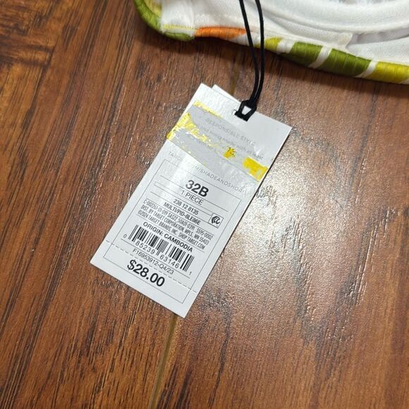 NWT Shade & Shore 32B Ribbed Hidden Underwire Floral Bandeau Bikini Swimsuit - Picture 9 of 9